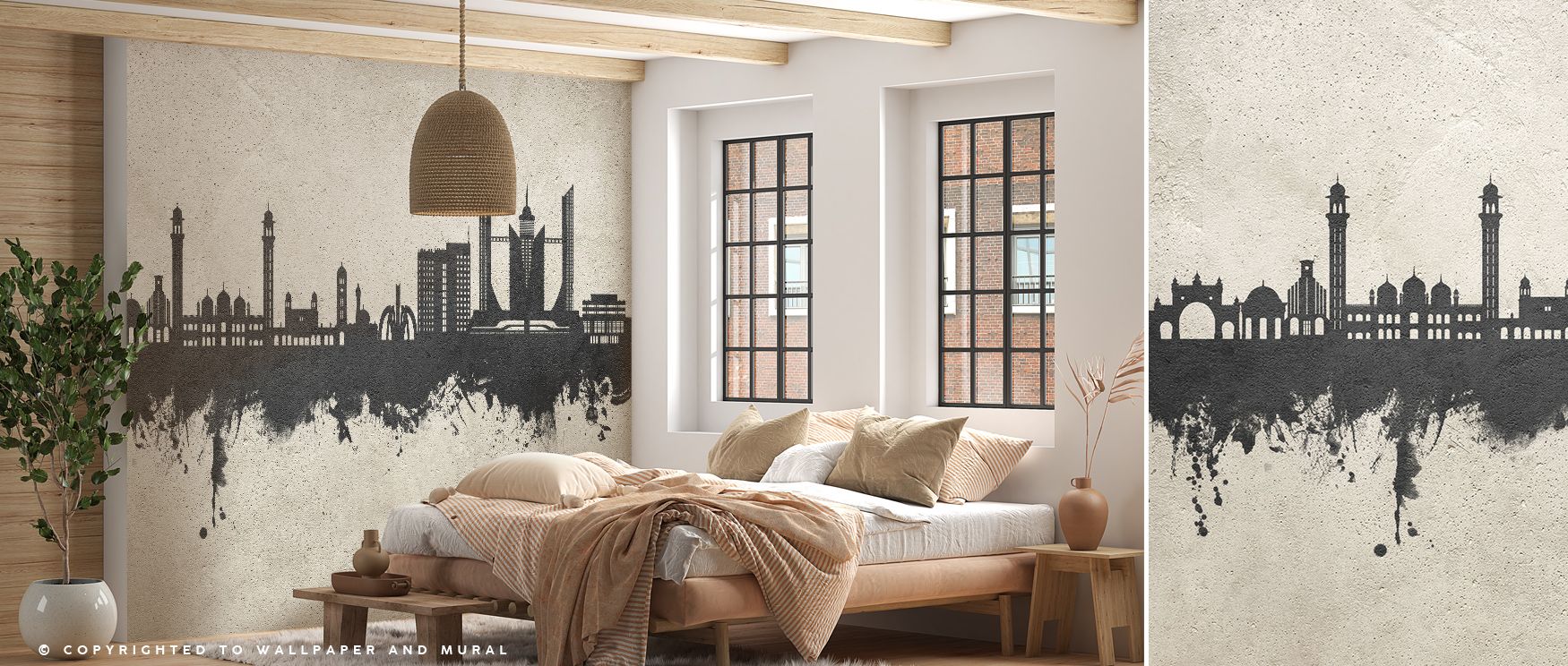 Faislabad Pakistan Skyline Concrete Wallpaper reflects refinement through concrete palette that highlights architecture. Its tones enrich bedrooms, offices, or living rooms with modern charm. The design conveys grit and resonance. 