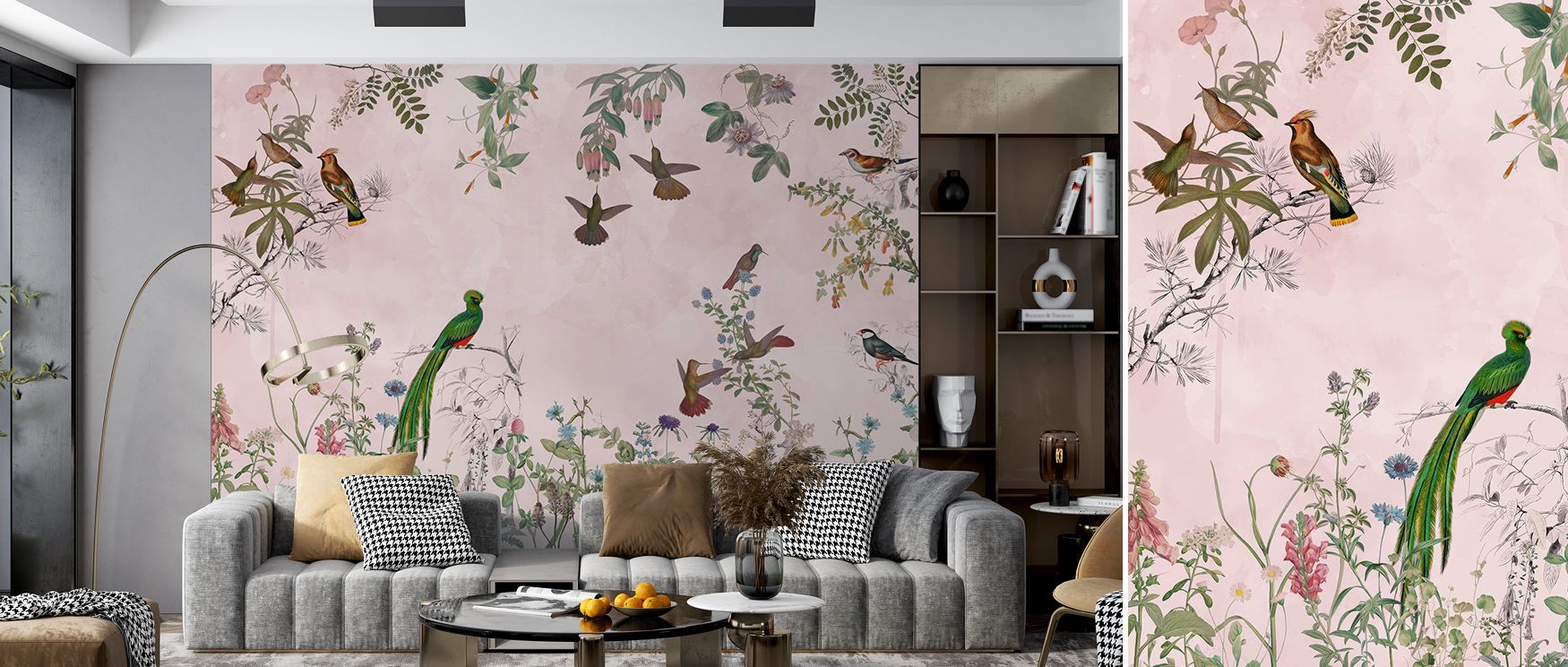 Birds and blossoms emerge softly in the Fields of Birds and Flowers Wallpaper, filling interiors with imagery that feels both calming and expressive. Its harmony makes bedrooms, offices, or living rooms glow with natural charm. 