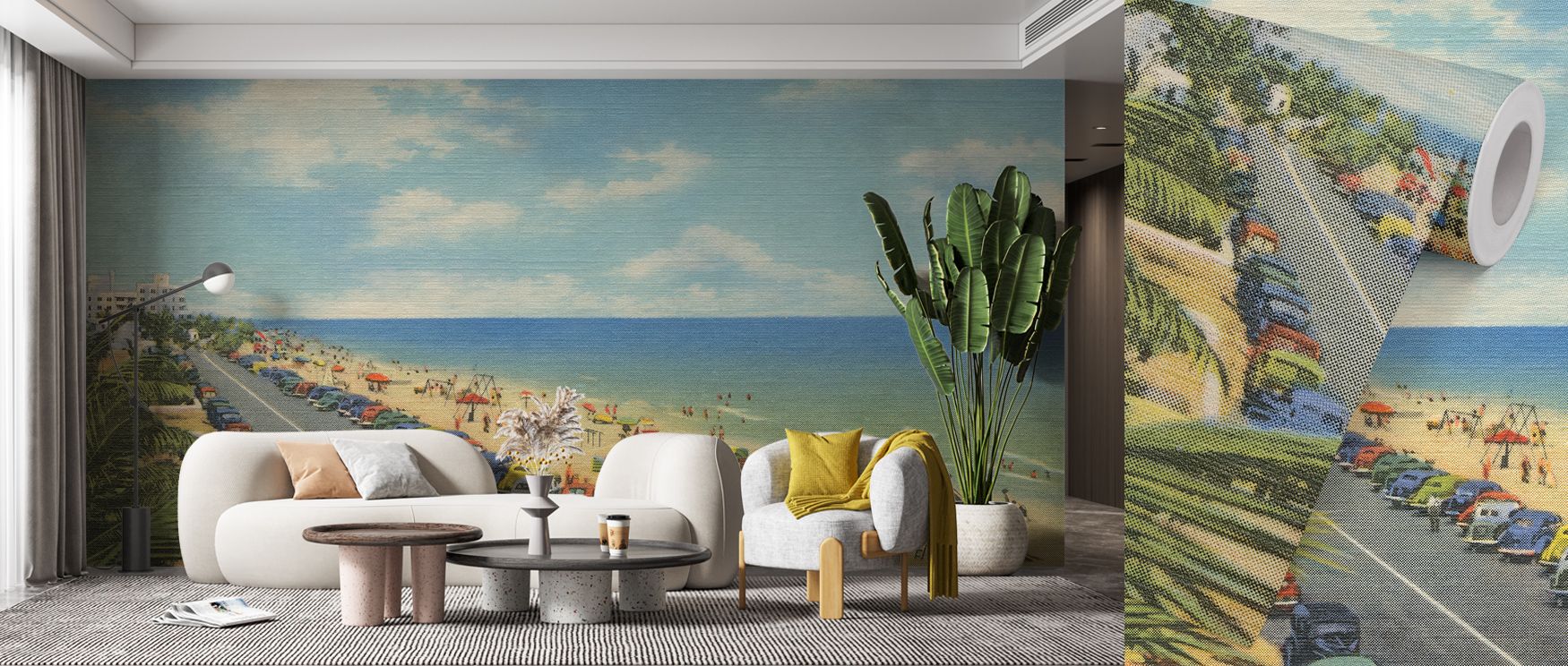 Florida Postcard Screenprint Wallpaper beams retro charm, its vintage imagery bright and playful. Suitable for studies or lively bedrooms, it enriches walls with cultural flair. The design celebrates journeys, offering cheerful atmosphere. It inspires con