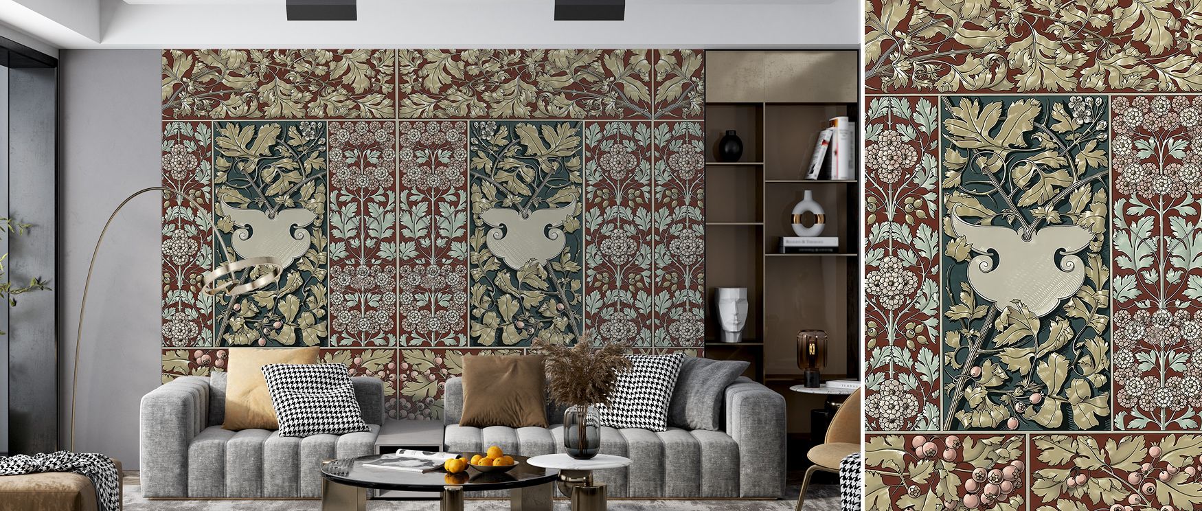 Flowers and Berries Red Wallpaper offers joyful energy, tones radiating warmth. Bedrooms or family areas benefit from its floral charm. Each pattern enriches walls with vibrancy, balancing artistry and serenity. The wallpaper thrives on cheer, enhancing m