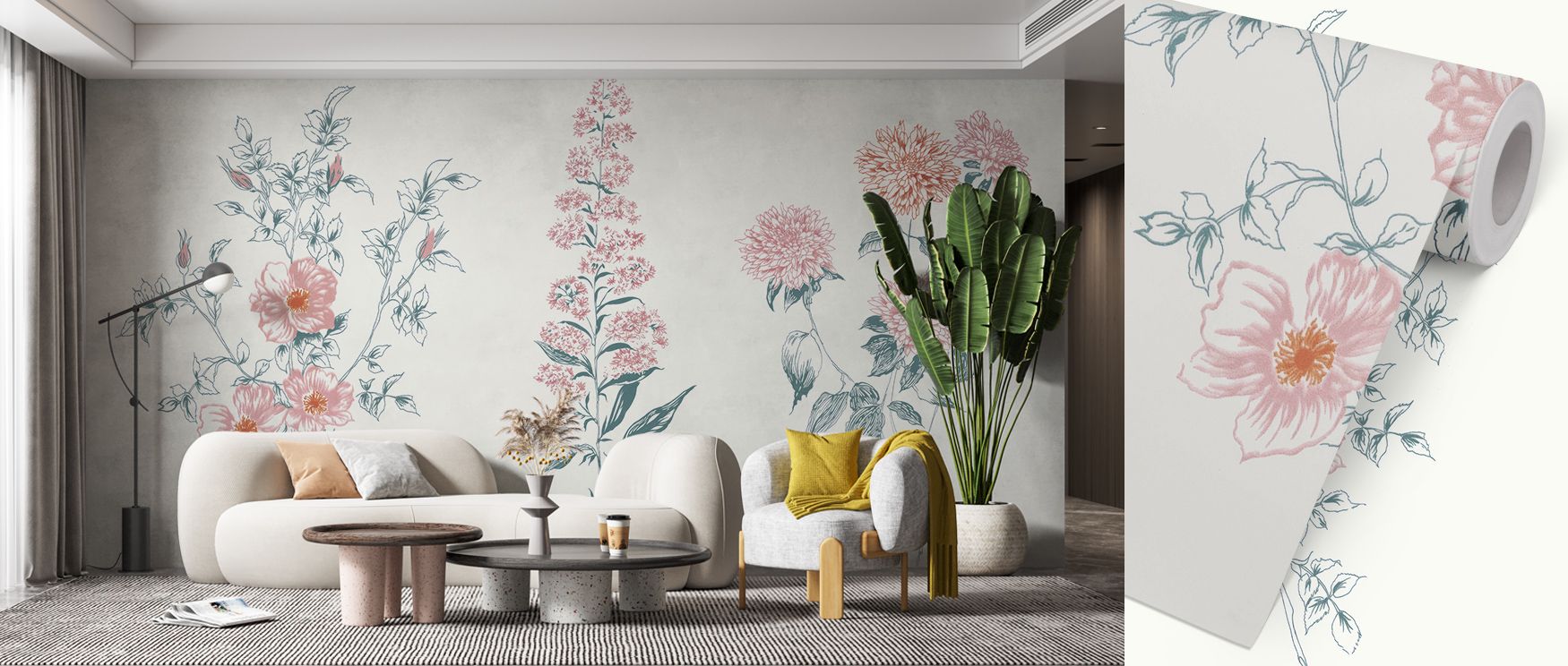 Flowers on White X Wallpaper beams with calm beauty, blossoms delicate yet vibrant. Kitchens or studies thrive under its charm, gaining clarity. The design balances artistry with atmosphere, enriching spaces with subtle rhythm. It uplifts interiors daily,