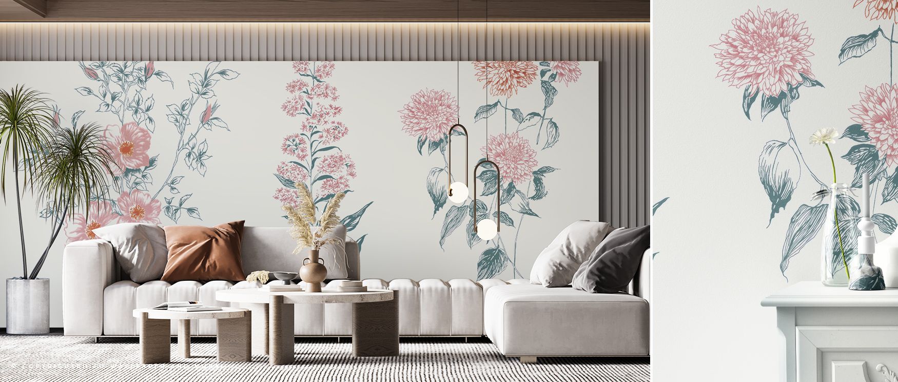 Serenity thrives in Flowers on White X Wallpaper, blossoms standing bright against background. Its tones inspire creativity in bedrooms or lounges. The design offers freshness, uplifting walls with artistic presence. It enhances mood, balancing charm with