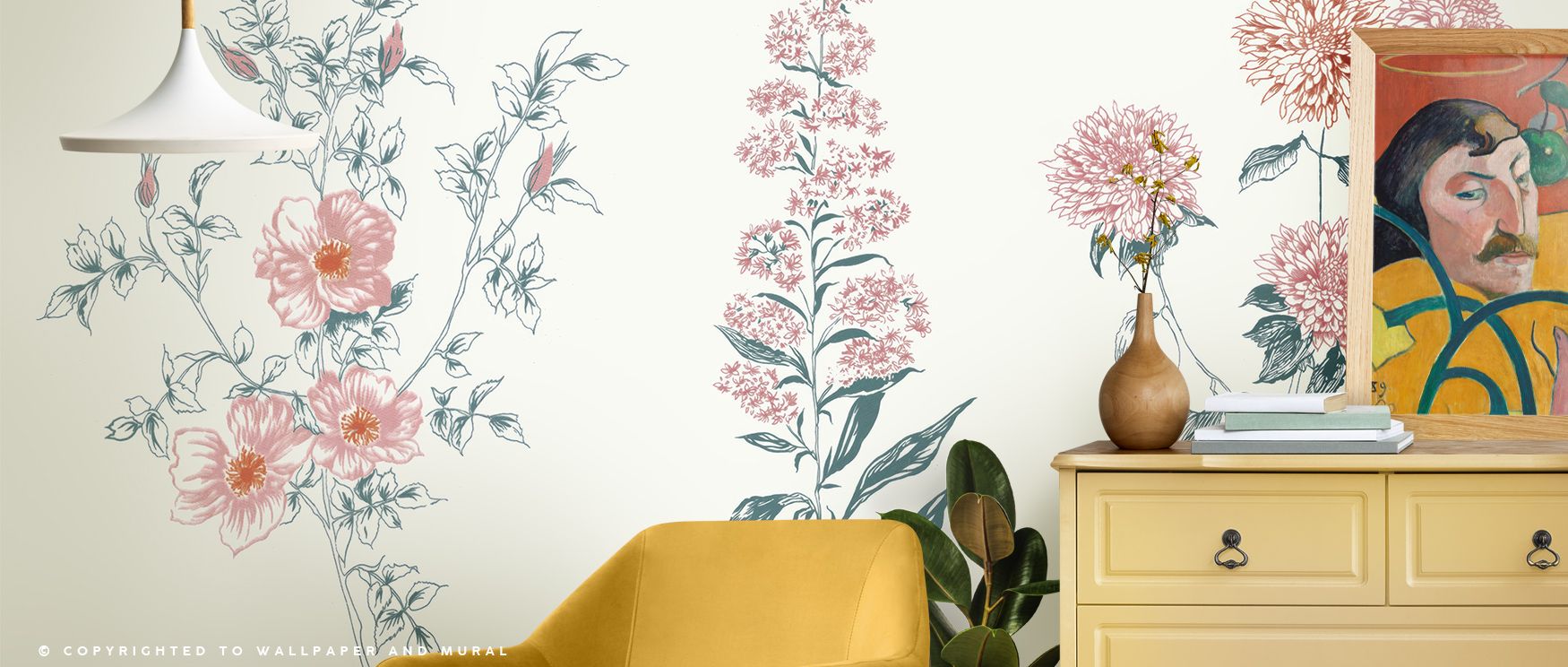 Flowers on White X Wallpaper enhances interiors through simplicity, blossoms radiating charm. Suitable for restful rooms or family corners, it enriches walls gently. The design balances tone and mood, uplifting atmosphere while maintaining calm. It become