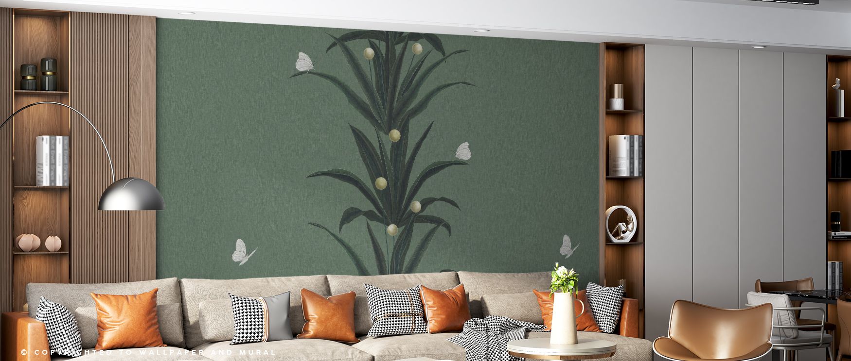 Foliage & Butterflies Sage Wallpaper beams calm, its tones enriching interiors with charm. Suitable for living rooms or reflective corners, it adds freshness. The design thrives on subtle rhythm, balancing presence with artistry. It transforms walls into 