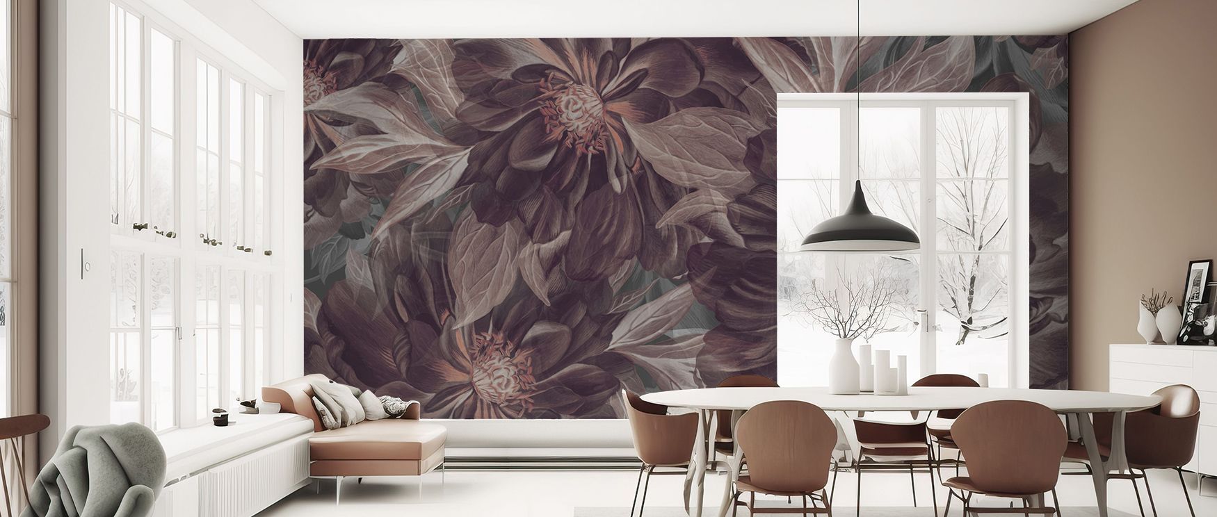 Deep botanical tones define Foliage Study Dark Plum Wallpaper, its imagery enriching walls with calm. Suitable for kitchens or lounges, it enhances mood gracefully. The design thrives on artistry, uplifting atmosphere with elegance. It transforms interior