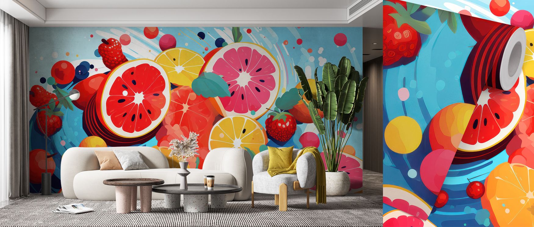 Exotic detail defines Fruits Approaching Wallpaper, tones radiating vitality. Bedrooms or reflective corners benefit from its presence. The design thrives on charm, uplifting mood while weaving artistry into walls. It creates daily environments filled wit