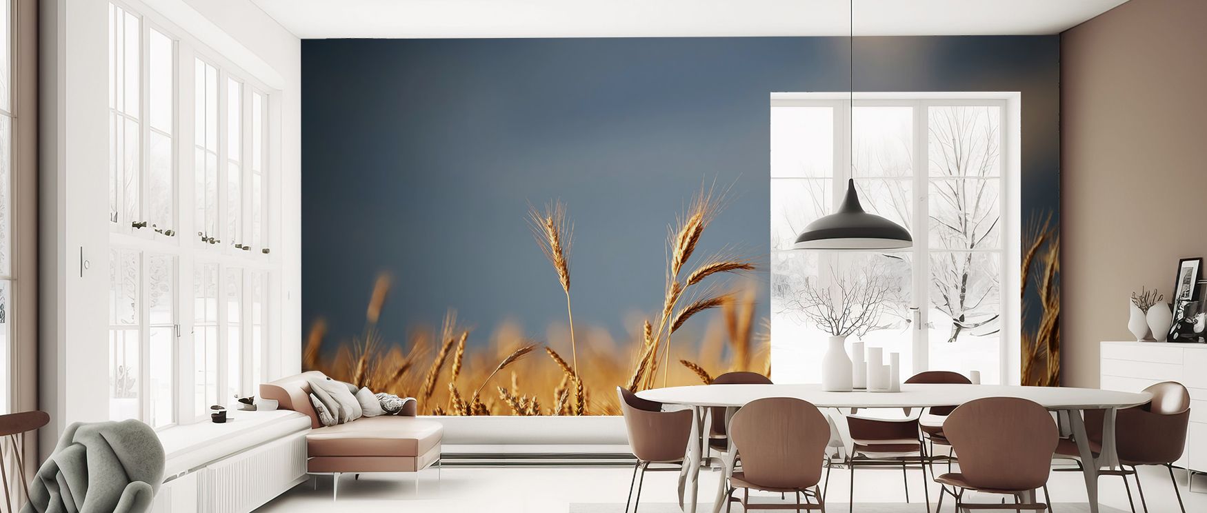 Golden Crop Field Wallpaper radiates calm charm, golden imagery enriching interiors. Suitable for reflective spaces or kitchens, it uplifts mood naturally. The design thrives on balance, weaving artistry into homes. It enriches daily life gracefully, ensu