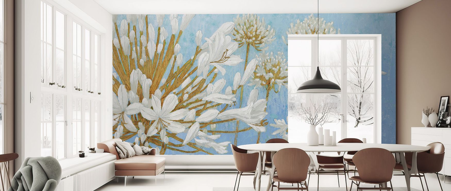 Golden Spring Wallpaper beams elegance, golden tones radiating serenity. Its imagery suits bedrooms or family spaces, uplifting mood naturally. The design thrives on seasonal rhythm, weaving artistry into homes. It enriches interiors daily, making spaces 