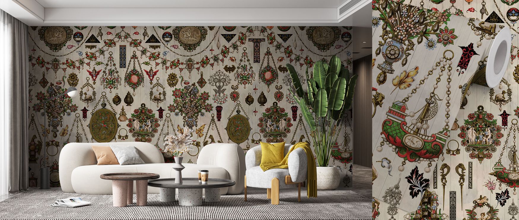 Great Drama Wallpaper beams sophistication, tones radiating presence. Its motifs enrich kitchens or reflective corners, uplifting mood naturally. The design thrives on artistry, weaving charm into walls. It enhances homes gracefully, ensuring interiors be