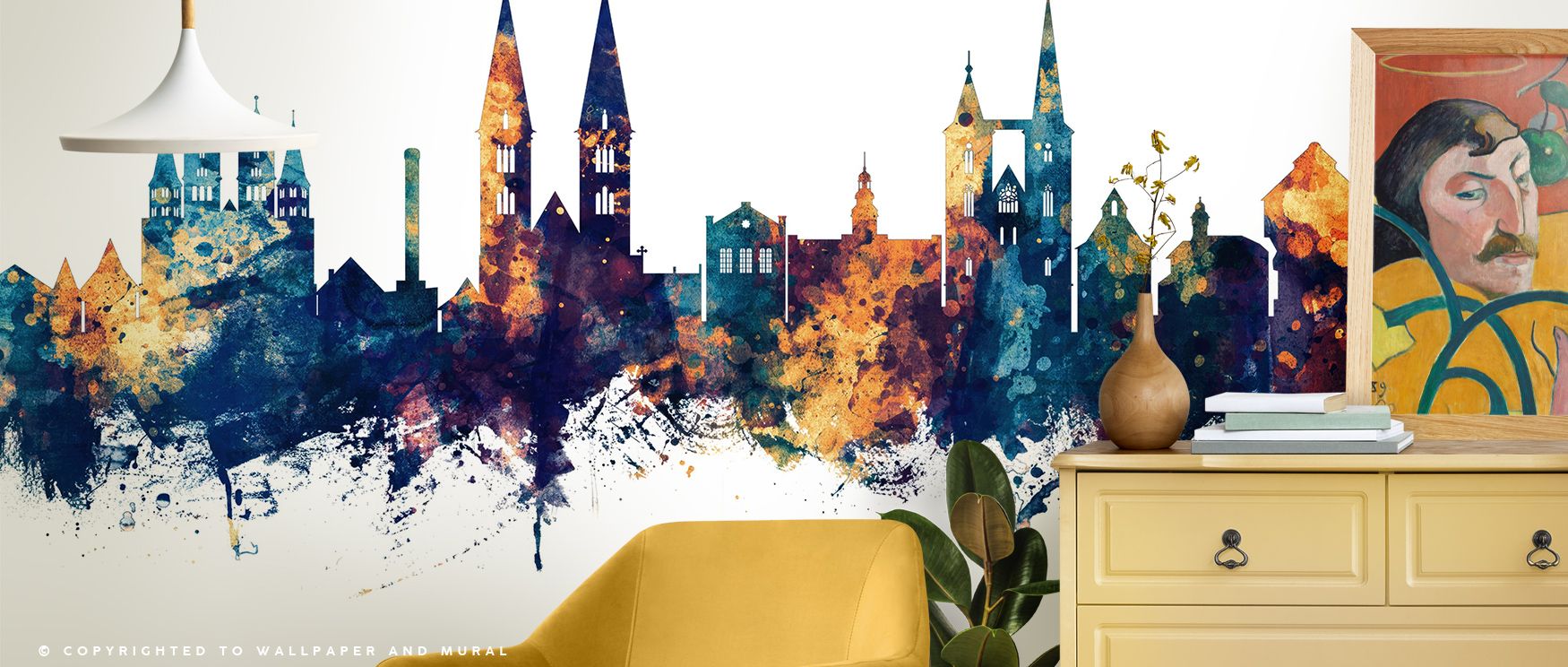 Cultural richness defines Halberstadt Germany Skyline Blue & Bronze Wallpaper, tones radiating presence. Bedrooms or reflective rooms thrive under its imagery. The design thrives on heritage rhythm, weaving artistry into interiors. It enriches daily life 