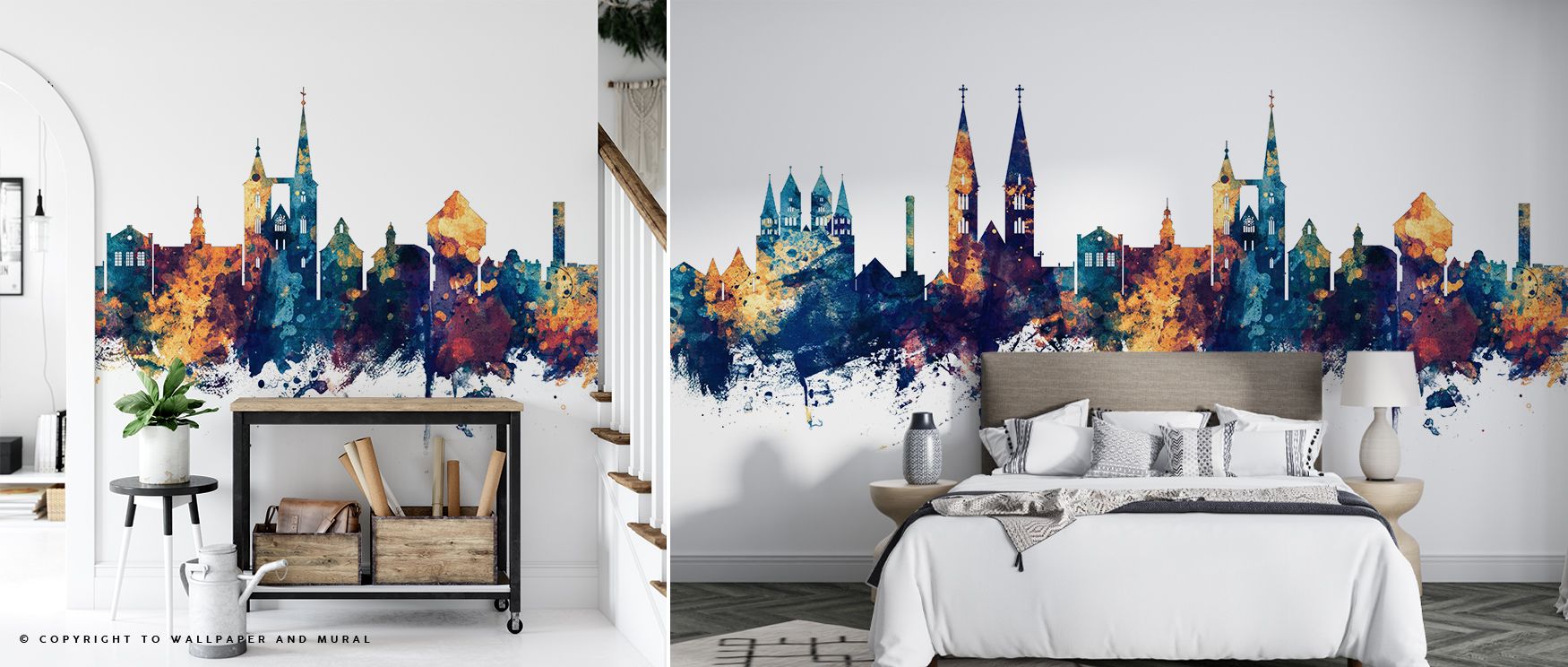 Halberstadt Germany Skyline Blue & Bronze Wallpaper beams with cultural artistry, tones radiating charm. Its imagery enriches reflective spaces or lounges, uplifting mood naturally. The design thrives on heritage elegance, weaving refinement into homes. I