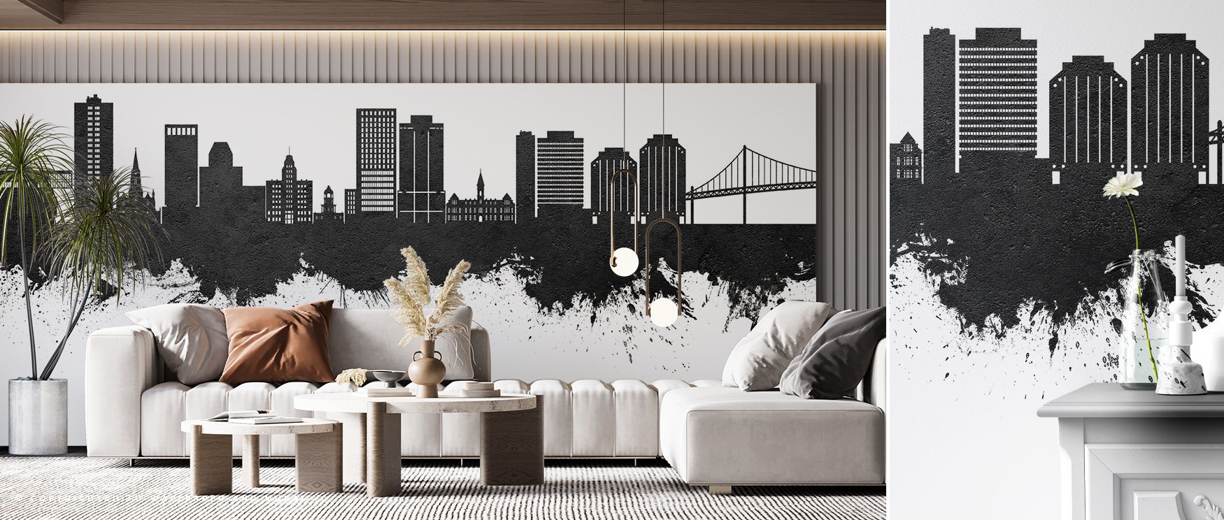 Halifax Canada Skyline Black & White Wallpaper beams sophistication, tones radiating cultural elegance. Its imagery suits reflective spaces or lounges, uplifting mood naturally. The design thrives on historical artistry, weaving rhythm into walls. It enha