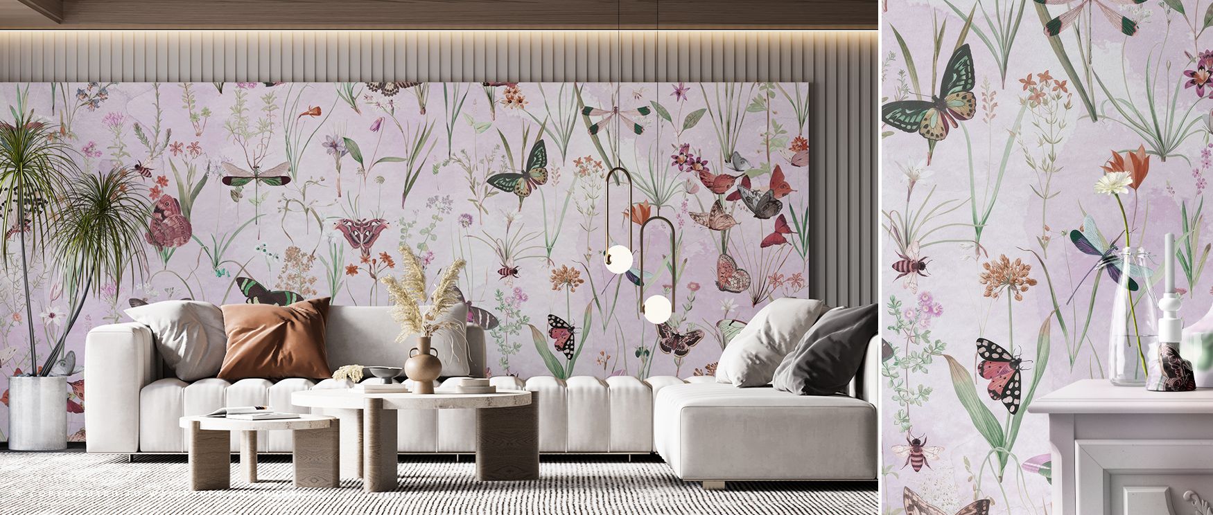 Herbals and Butterflies Lilac Wallpaper beams balance, herbal motifs radiating calm. Its imagery suits reflective rooms or kitchens, uplifting mood naturally. The design thrives on artistry, weaving freshness into interiors. It enriches daily life gracefu