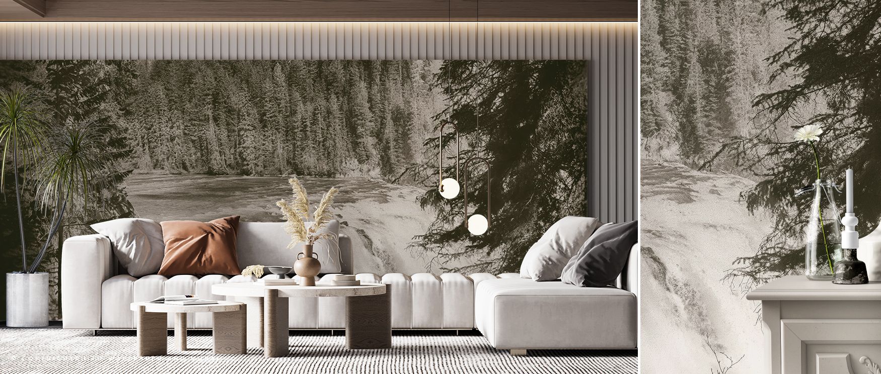 Soft cascading flows describe the Hidden Falls Wallpaper, where layered textures ripple through muted shades. The design’s calm expression enriches a living room or lounge, infusing gentle atmosphere with elegance. Subtle details echo natural landscapes, 