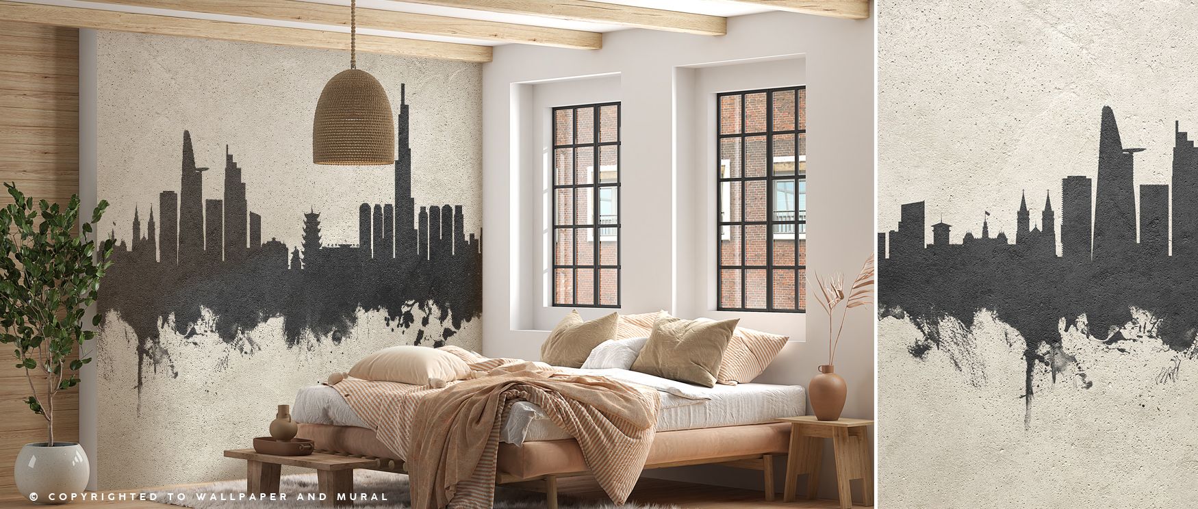 The skyline within Ho Chi Minh City Vietnam Skyline Concrete Wallpaper emerges through defined lines and muted shades, invoking architectural strength. Its aesthetic brings robust atmosphere into lofts or workspaces, offering modern character and timeless