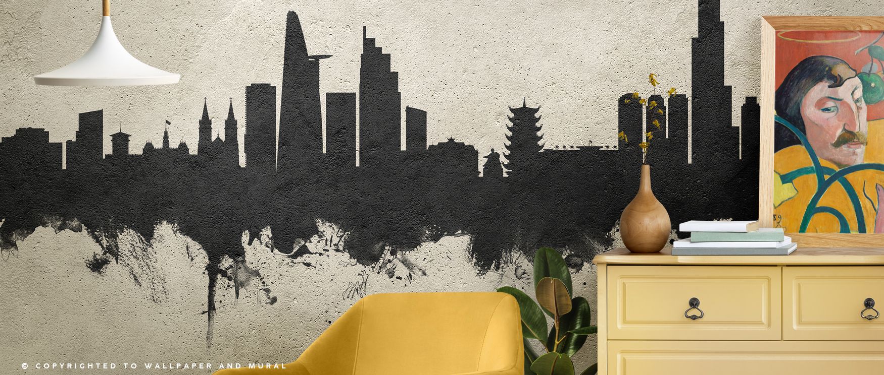 The aesthetic of Ho Chi Minh City Vietnam Skyline Concrete Wallpaper unfolds as layers of concrete tones surrounding iconic skyline imagery. Ideal for workspaces or living rooms, it brings grit, strength, and depth into interiors, offering artistry that i