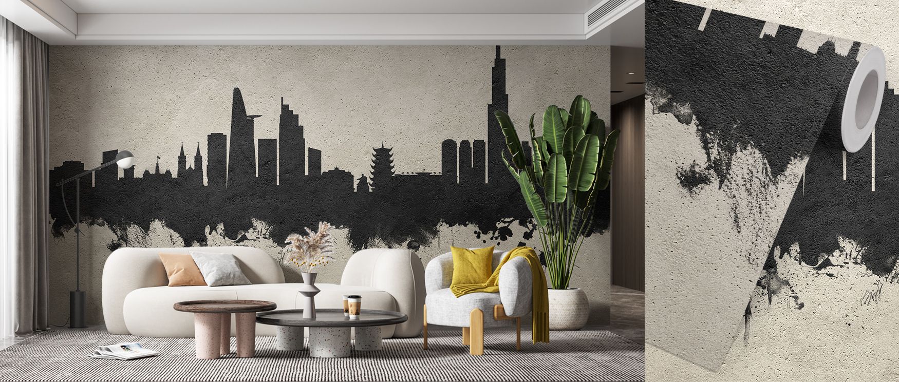 The vision of Ho Chi Minh City Vietnam Skyline Concrete Wallpaper evokes dynamic balance between progress and artistry. Its design merges industrial layers with urban silhouettes, perfect for lofts or offices. Every curve and texture communicates ambition