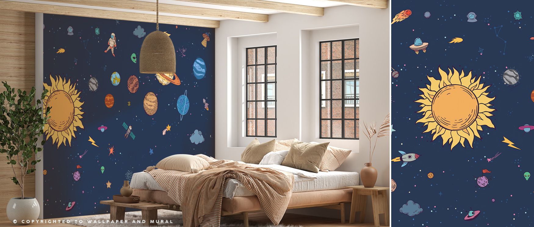 Houston – We have a problem Wallpaper presents dynamic modern imagery that enriches living rooms or offices. Its abstract tones convey refined vibrancy, creating depth. Each line suggests motion, offering interiors artistic balance and bold presence while
