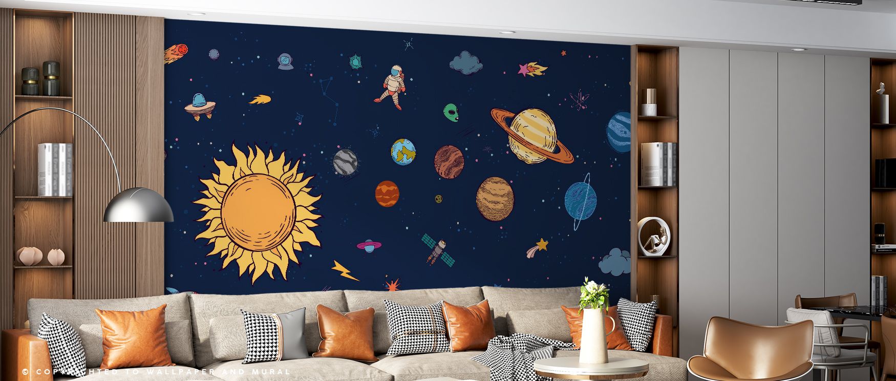 The patterns of Houston – We have a problem Wallpaper convey abstract strength with layered forms. Perfect for bedrooms or living rooms, it brings atmosphere of calm vitality. Each motif enhances walls with balance of energy and refinement, adding modern 