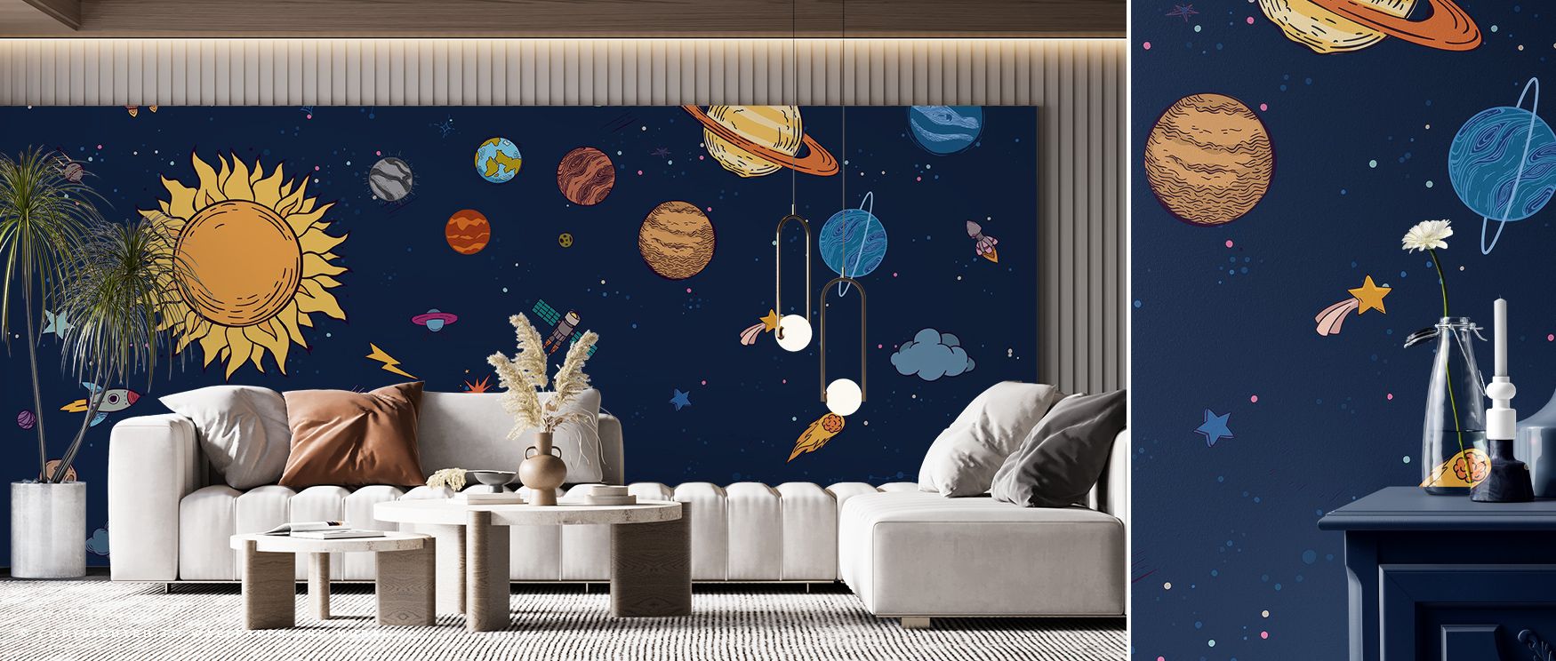 Each layer of Houston – We have a problem Wallpaper reveals abstract refinement shaped by bold tones. Perfect for office or lounge interiors, it enhances atmosphere with vibrancy. The design merges artistic complexity with contemporary calm, producing int