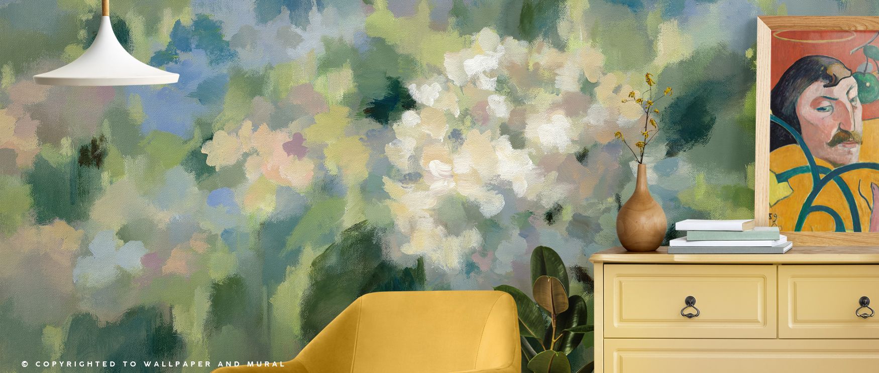 Hydrangea Mosaic Wallpaper presents blossoms shaped into mosaic motifs that enrich bedrooms or living rooms. Its tones convey grace and calm atmosphere, shaping walls into timeless reflections of botanical charm. Each petal detail offers depth, creating i