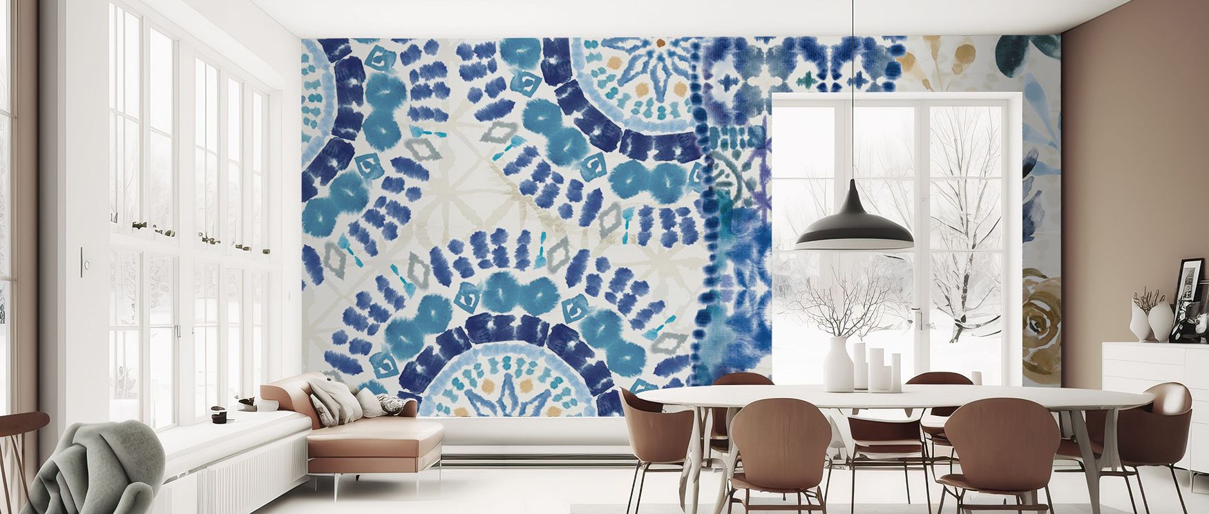 Indigo Splashes Wallpaper interprets abstract energy through flowing indigo tones. Suited for bedrooms or living rooms, it enriches interiors with mood of creativity. Each motif reflects balance between calm serenity and expressive boldness, transforming 