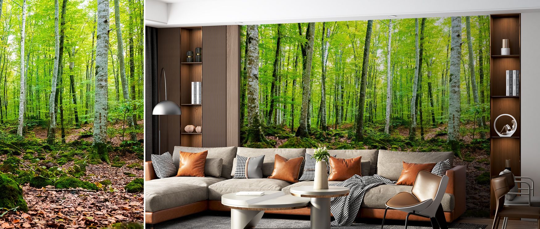 In Intense Birch Wood Wallpaper, birch motifs create timeless atmosphere filled with rustic charm. Its imagery enriches living rooms or bedrooms, offering depth and balance. Each detail conveys grounding strength, providing interiors with natural characte