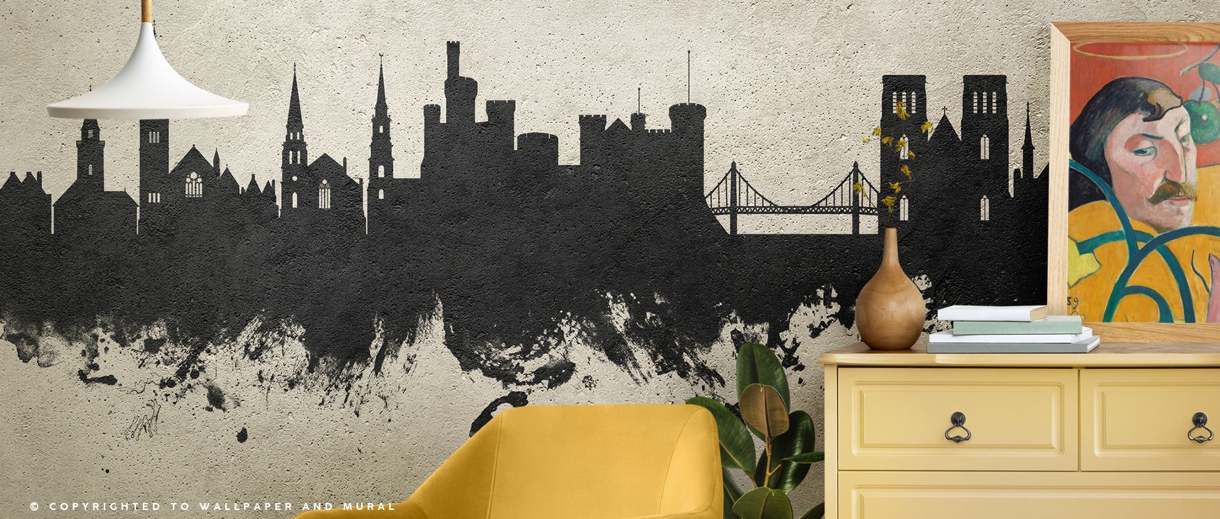 Inverness Scotland Skyline Concrete Wallpaper interprets urban grit through textured layers and silhouettes. Its design enriches living rooms or offices with character. Each motif reflects strength and artistry, shaping interiors into spaces that resonate