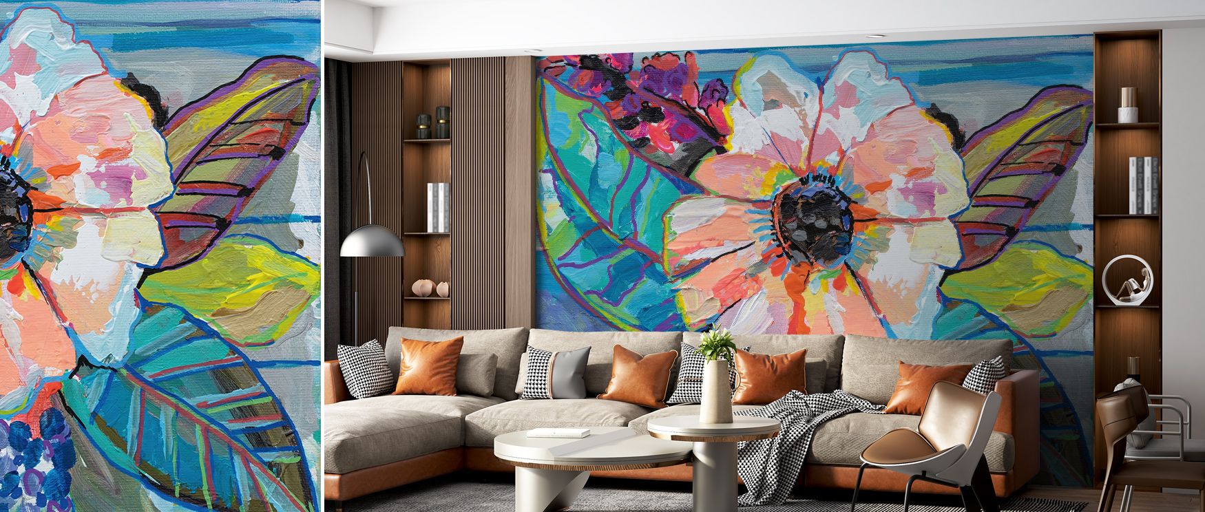 Island Flowers Wallpaper reflects botanical abundance through tropical blossoms. Its motifs enrich living rooms or bedrooms with charm. Each detail suggests vibrancy, offering freshness that shapes interiors into lively backdrops filled with warmth, tropi