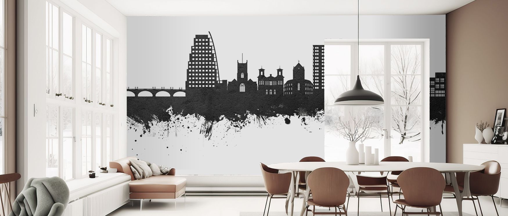 In Kingston upon Thames England Skyline Black & White Wallpaper, architectural imagery thrives on contrast shaped with monochrome tone. Its design enriches living rooms or bedrooms with strength. Each detail conveys heritage, shaping interiors into refine