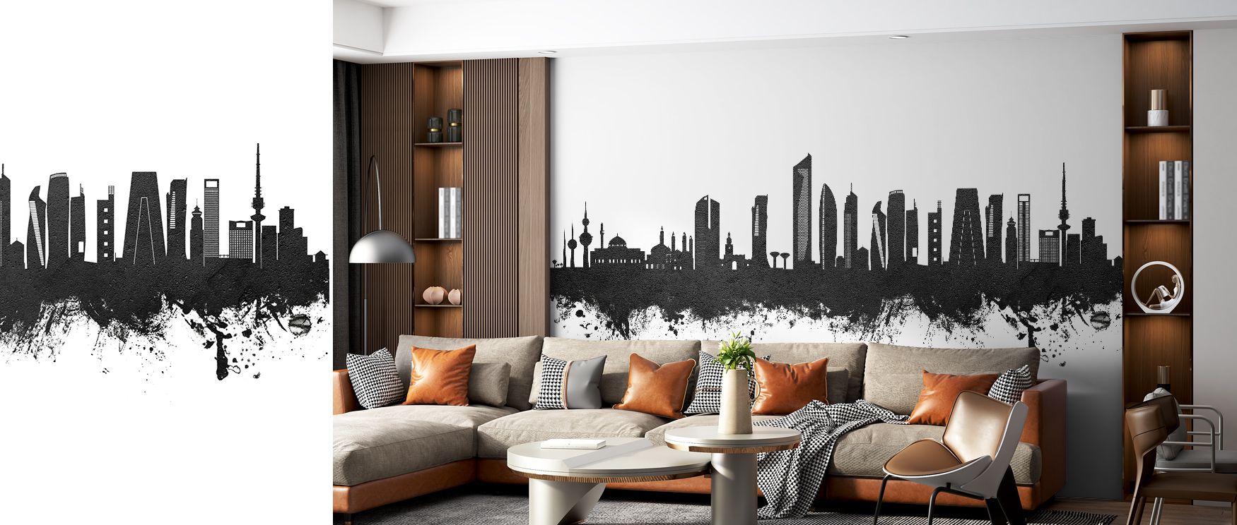 Kuwait City Skyline Black & White Wallpaper presents city heritage through monochrome tones. Its motifs enrich bedrooms or offices with strength. Each detail conveys artistry, creating dramatic backdrops where urban pride and heritage-inspired depth merge