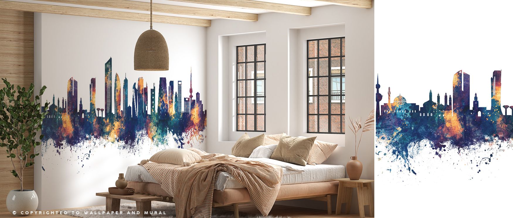 Kuwait City Skyline Blue & Bronze Wallpaper interprets urban imagery into striking tones. Its motifs enrich bedrooms or living rooms with balance of charm and cultural pride. Each detail conveys artistry, ensuring interiors resonate with pride, strength, 