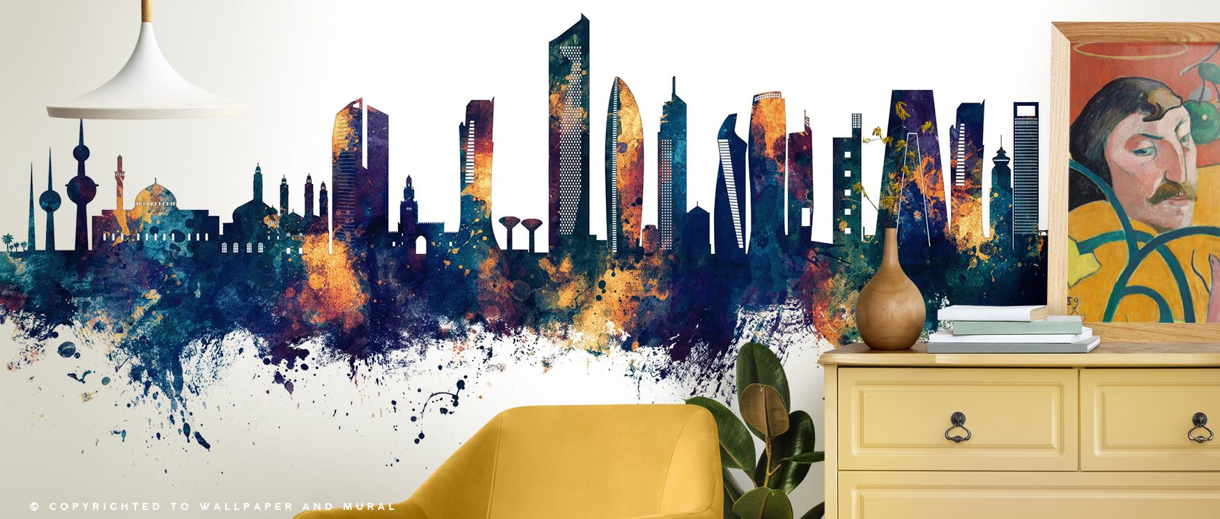 Kuwait City Skyline Blue & Bronze Wallpaper presents urban imagery filled with cultural pride. Its tones enrich living rooms or bedrooms, offering strength. Each motif conveys artistry, ensuring walls resonate with vibrancy and heritage, shaping interiors