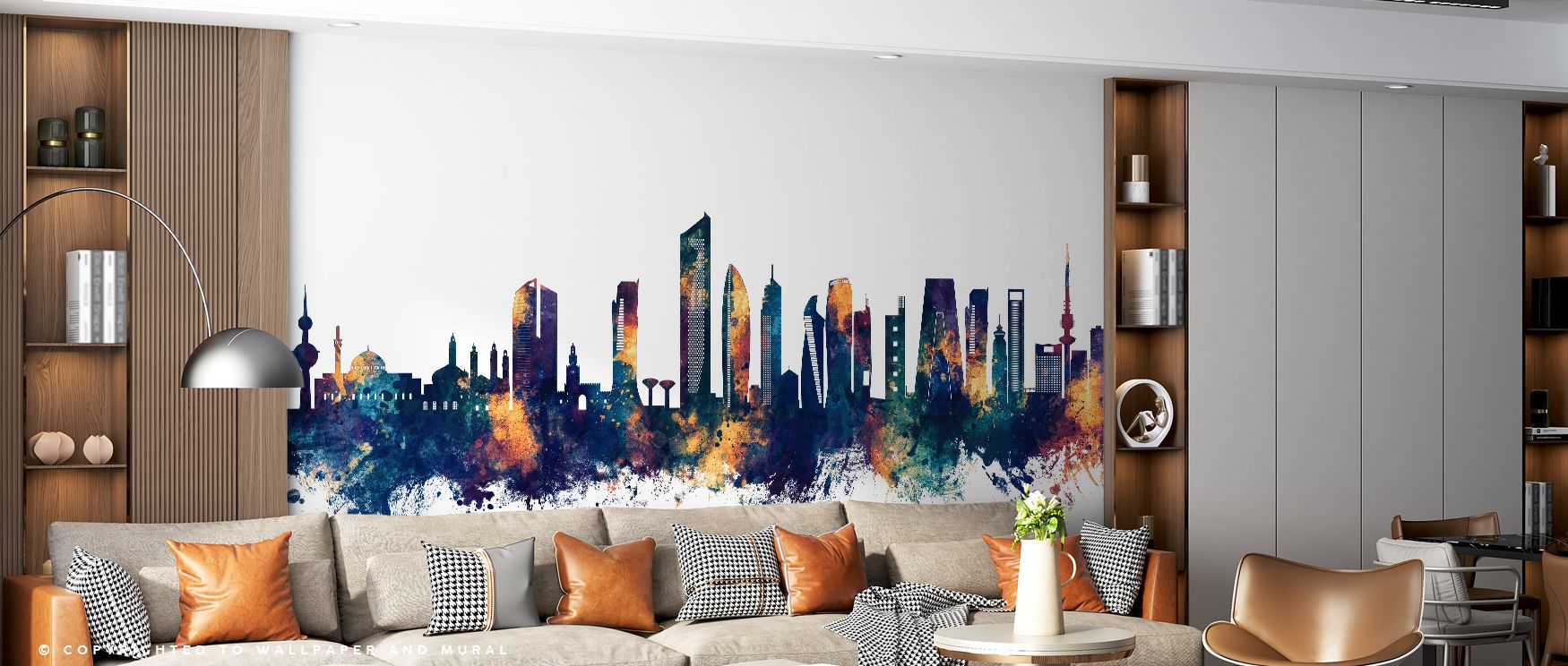 Bold tones define Kuwait City Skyline Blue & Bronze Wallpaper, its imagery layered with urban charm. Perfect for offices or living rooms, it enriches interiors with strength. Each motif reflects pride, shaping walls into striking backdrops that radiate he