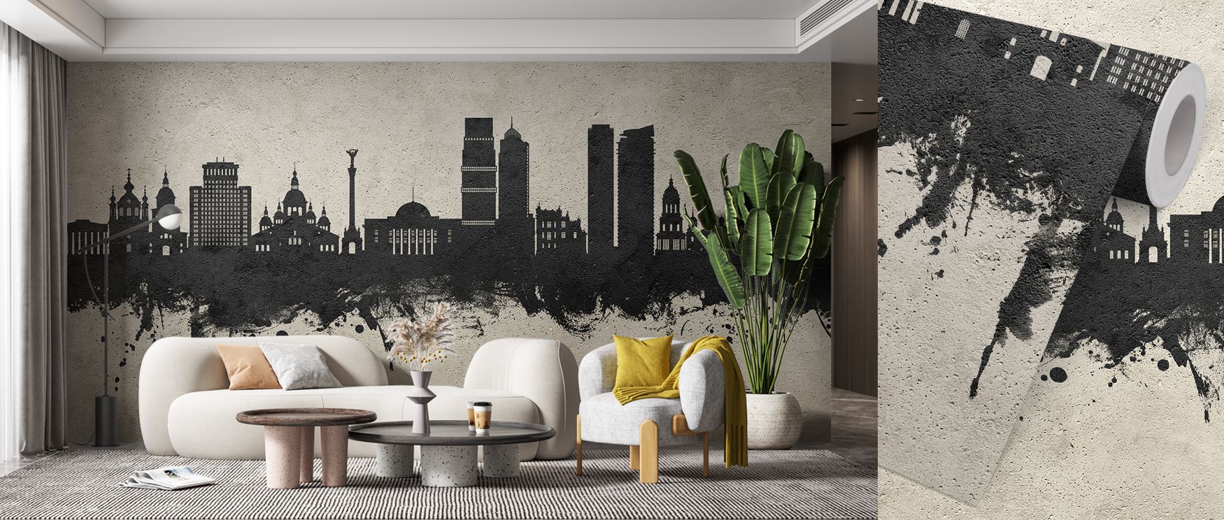 The imagery of Kyiv Ukraine Skyline Concrete Wallpaper unfolds with architectural silhouettes shaped in texture. Suited for offices or lofts, it enriches spaces with grit. Each motif conveys artistry, offering balance between modern tone and cultural prid