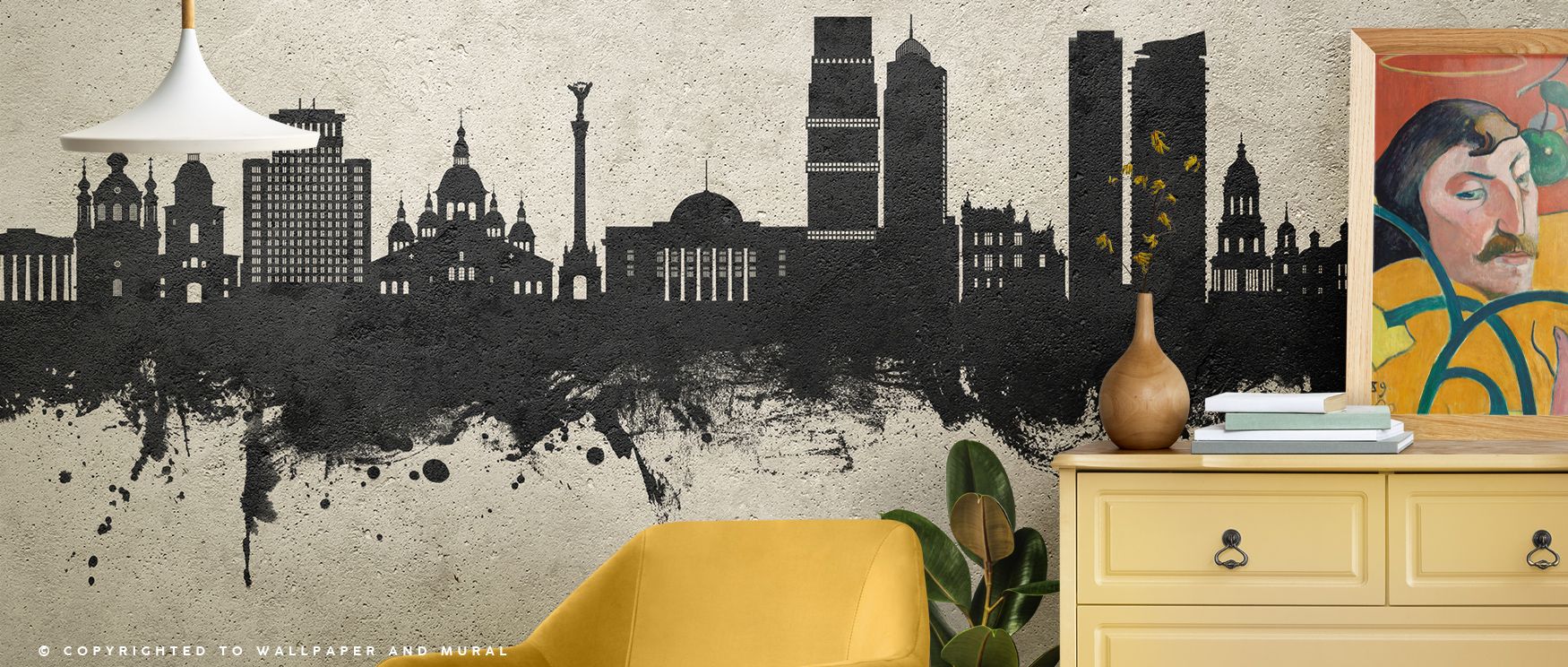 In Kyiv Ukraine Skyline Concrete Wallpaper, grit defines imagery layered in tone. Its motifs enrich living rooms or bedrooms, providing strength. Each detail conveys cultural resonance, ensuring interiors feel grounded, bold, and enriched with modern arti