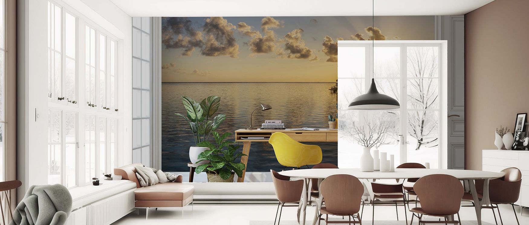 Lagoon Sunrise Wallpaper presents dawn imagery layered with soft tones. Suited for offices or living rooms, it enriches atmosphere with serenity. Each motif conveys balance, ensuring interiors remain calm, radiant, and filled with warmth shaped by artistr