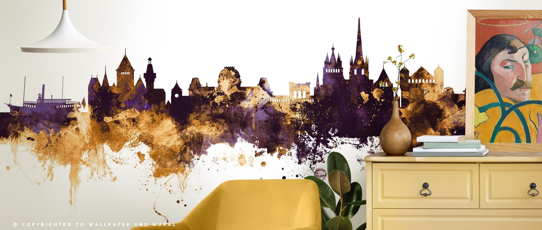 In Lausanne Switzerland Skyline Purple & Gold Wallpaper, urban silhouettes thrive in radiant tones. Its imagery enriches bedrooms or offices with strength. Each motif conveys artistry, ensuring walls reflect cultural rhythm, pride, and vibrancy that enric