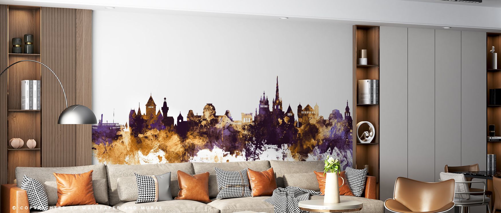 Lausanne Switzerland Skyline Purple & Gold Wallpaper interprets cultural pride into bold tones. Its motifs enrich bedrooms or living rooms with strength. Each motif conveys artistry, shaping interiors into cultural statements where heritage and modern vib