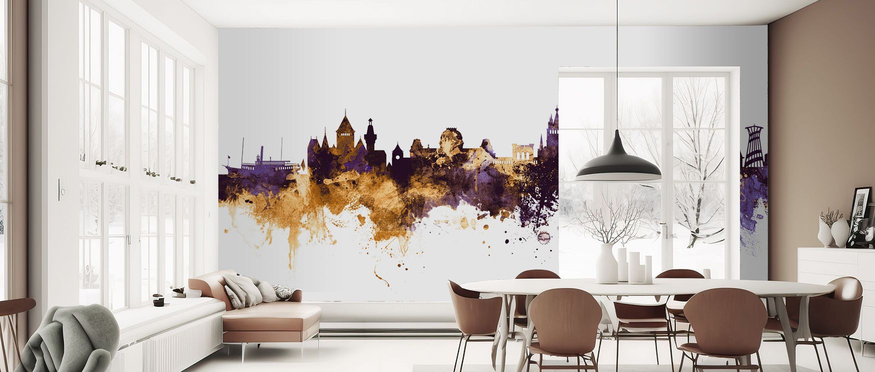 Lausanne Switzerland Skyline Purple & Gold Wallpaper captures heritage with bold tones layered in rhythm. Suited for living rooms or offices, its motifs enrich atmosphere with strength. Each motif conveys artistry, ensuring interiors resonate with pride, 