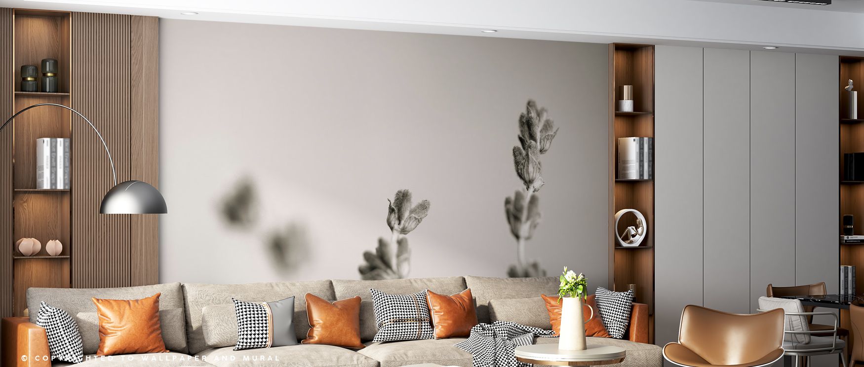 In Lavender Wallpaper, floral clusters unfold in soft rhythm layered with tone. Perfect for living rooms or kitchens, it enriches interiors with freshness. Each motif reflects balance, turning walls into calming backdrops filled with charm, artistry, and 