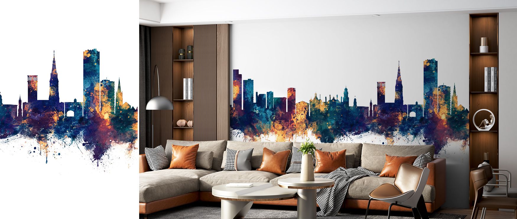 Leicester England Skyline Blue & Bronze Wallpaper captures cultural heritage expressed in radiant tones. Perfect for living rooms or bedrooms, it enriches interiors with strength. Each motif conveys artistry, ensuring walls radiate balance, metropolitan p