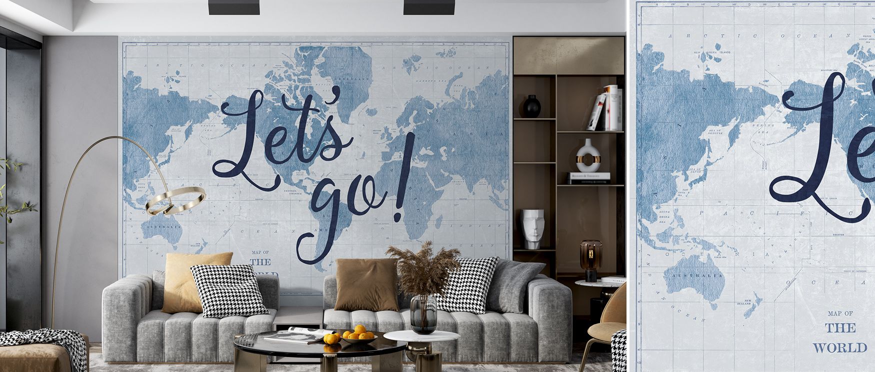 Let’s Go Blue World Wallpaper reflects whimsical delight through imagery layered in blue tone. Suited for nurseries or playrooms, it enriches atmosphere with charm. Each motif conveys artistry, turning walls into creative backdrops that radiate playful ch