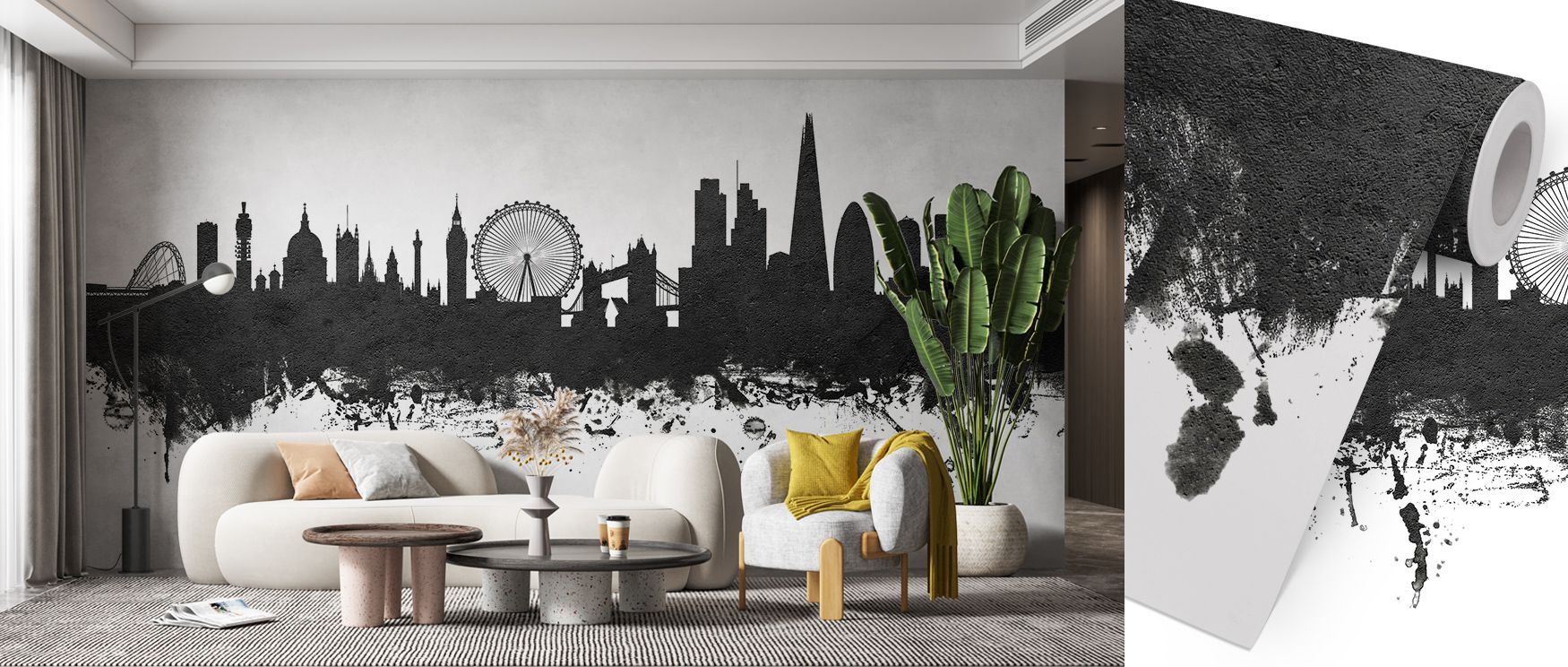 London Skyline Black & White Wallpaper thrives on monochrome rhythm shaped with heritage. Suited for offices or bedrooms, it enriches atmosphere with strength. Each motif conveys artistry, ensuring walls resonate with pride, heritage, and cultural depth w