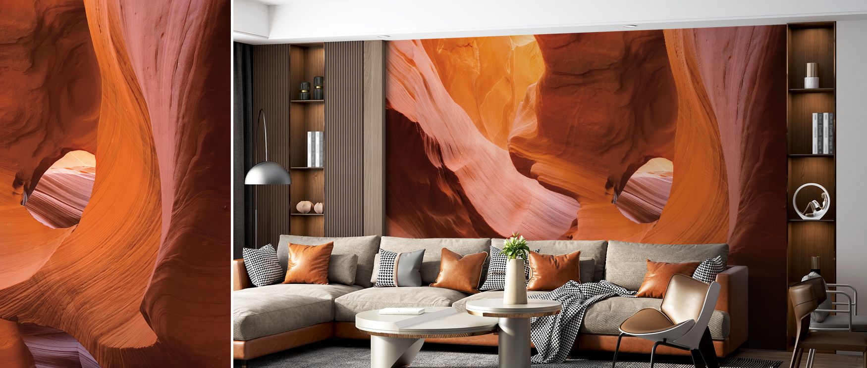 Lower Antelope Canyon II Wallpaper presents textures shaped in layered rhythm. Its motifs enrich living rooms or offices, offering balance. Each motif conveys artistry, shaping interiors into reflections of calm serenity and timeless natural depth across 