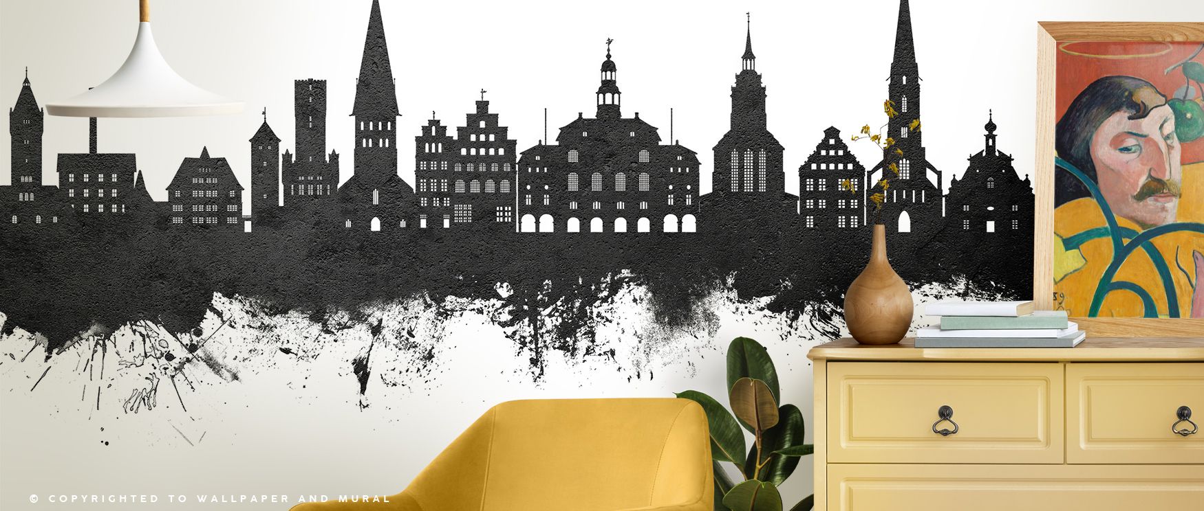 Luneburg Germany Skyline Black & White Wallpaper presents heritage imagery layered in monochrome tone. Its motifs enrich bedrooms or living rooms with balance. Each motif conveys artistry, ensuring interiors resonate with strength, pride, and timeless met