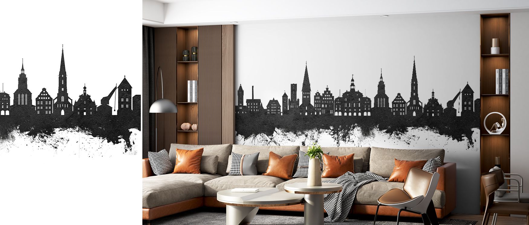 Luneburg Germany Skyline Black & White Wallpaper reflects cultural heritage expressed in bold contrast. Perfect for offices or living rooms, it enriches interiors with strength. Each motif conveys artistry, ensuring walls resonate with metropolitan pride 