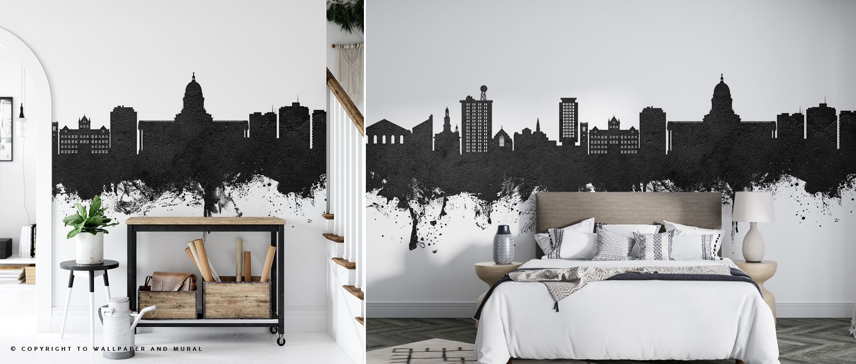 Madison Wisconsin Skyline Black & White Wallpaper presents silhouettes layered in monochrome rhythm. Its motifs enrich offices or bedrooms with pride. Each motif conveys artistry, ensuring walls radiate heritage, cultural spirit, and balance while shaping