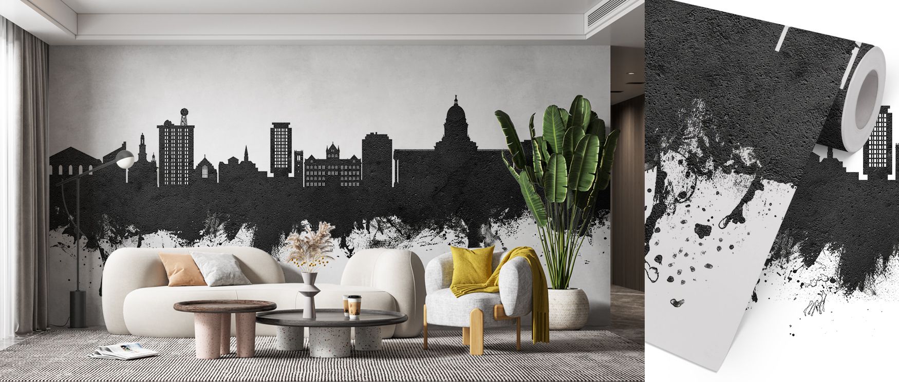 Madison Wisconsin Skyline Black & White Wallpaper interprets heritage into monochrome silhouettes layered with strength. Its motifs enrich bedrooms or living rooms with pride. Each motif conveys artistry, ensuring interiors resonate with cultural spirit, 