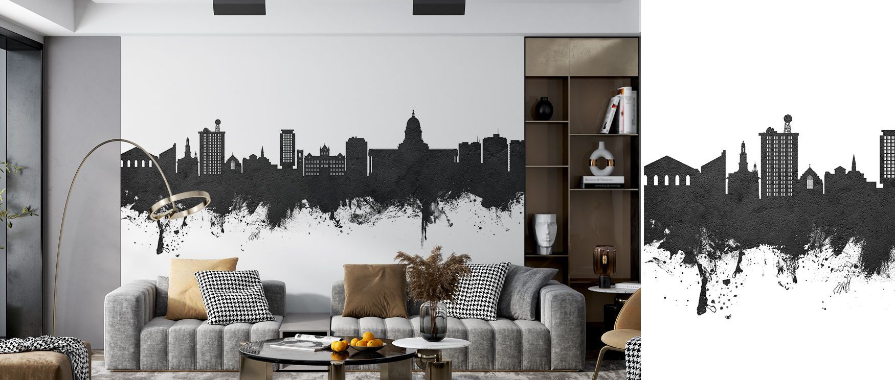 Madison Wisconsin Skyline Black & White Wallpaper blossoms with urban heritage shaped in monochrome tone. Perfect for living rooms or offices, it enriches atmosphere with strength. Each motif conveys artistry, ensuring walls resonate with pride, resilienc